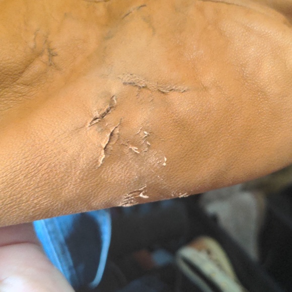 Vintage Brown Cognac Leather Bomber Pockets Jacket - Picture 11 of 12